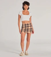 Adorable Pose High-Rise Plaid Mini Skort