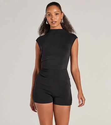 Cool Girl Style Mock Neck Knit Romper