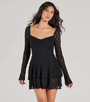 Feel The Romance Long Sleeve Lace Skater Romper