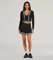 Preppy Please Striped Pleated Knit Skort