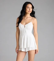 One Take V-Neck Ruffle Skater Romper