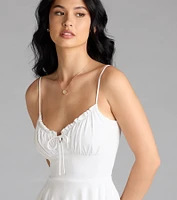 One Take V-Neck Ruffle Skater Romper