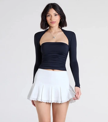 Absolute Charm Pleated Lace Trim Mini Skirt