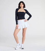 Absolute Charm Pleated Lace Trim Mini Skirt