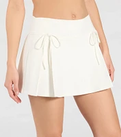 Charmed Look Bow Detail Pleated Knit Skort