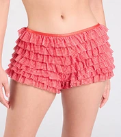 Chic Statement Gingham Ruffle Hot Shorts