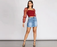 Sunz Out Frayed Denim Mini Skirt