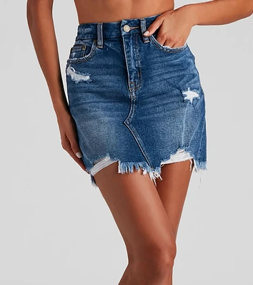 Elise Destructed Denim Mini Skirt by Windsor