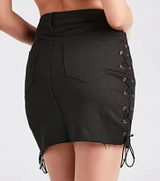 Elise Lace-Up Denim Mini Skirt by Windsor