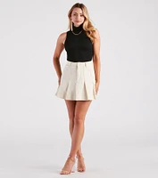 If You Pleats Denim Mini Skirt