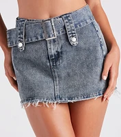 Cool-Girl Era Belted Denim Mini Skirt