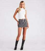 Cool-Girl Era Belted Denim Mini Skirt