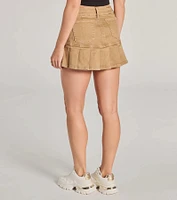 Sweetly Trendy High-Rise Pleated Denim Mini Skirt