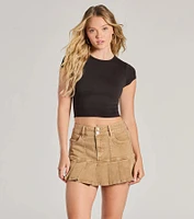 Sweetly Trendy High-Rise Pleated Denim Mini Skirt