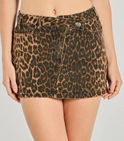 Feeling Fierce Leopard Print Denim Mini Skirt