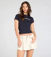 Keep It Cute Pleated Denim Mini Skirt