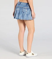 So Perfect Mid-Rise Pleated Denim Mini Skirt
