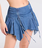 Sunny Outing High-Rise Flare Denim Mini Skirt