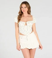 Small Town Girl Mid-Rise Bubble Denim Mini Skirt