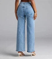 So Obsessed Rhinestone Cutout Straight Leg Denim Jeans
