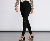 High Rise Slit Skinny Jeans