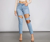High Waist Trendy Cut Out Skinny Jeans