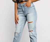 Tobi Super High Rise Cropped Mom Jeans