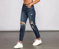 Tobi High Rise Destructed Mom Jeans