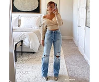 High-Rise Destructed Boyfriend Jeans