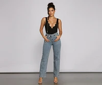 Trendy Asymmetrical High-Rise Boyfriend Jeans