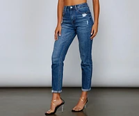 Ella High Rise Distressed Mom Jeans