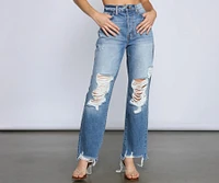 So The Drama High Rise Destructed Boyfriend Jeans