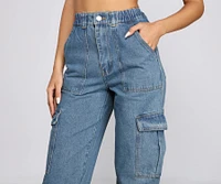 High-Rise Cargo Boyfriend Jeans