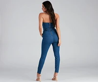 Retro Style Moves Denim Catsuit