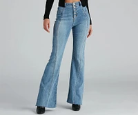 High-Rise Flared Straight-Leg Jeans