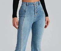 High-Rise Flared Straight-Leg Jeans