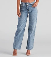 Mid Rise Straight Leg Denim Jeans