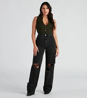 Effortless Edge Wide-Leg Denim Jeans