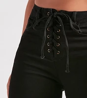 Bri High-Rise Lace-Up Flare Jeans By Windsor Denim