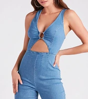 Retro Fab Flare-Leg Denim Jumpsuit