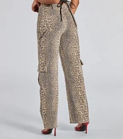 It-Girl Factor Leopard Print Cargo Denim Pants