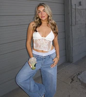 Trend Seeker Boxer Trim Wide-Leg Denim Jeans