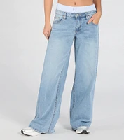 Trend Seeker Boxer Trim Wide-Leg Denim Jeans