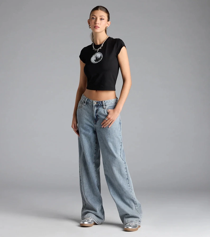 On Trend Mid-Rise Wide-Leg Denim Jeans