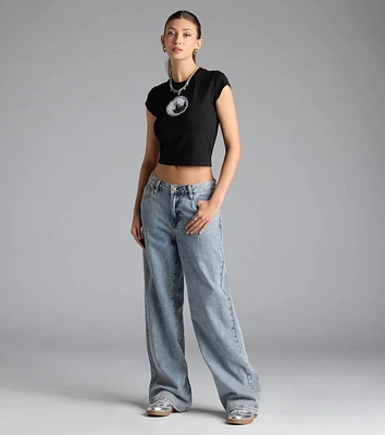 On Trend Mid-Rise Wide-Leg Denim Jeans