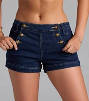 Button Up Darling Mid-Rise Denim Shorts