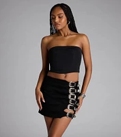Buckle Down High-Rise Denim Skort
