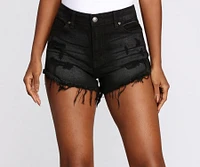 High Rise Destructed Cut Off Shorts