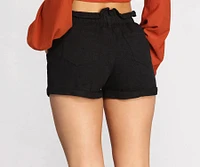 Paper Bag Distressed Cuffed Shorts
