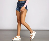 High-Rise Destructed Cutoff Denim Shorts